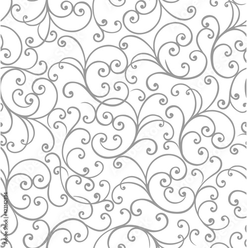 Gray colored ornament on a white background. Vintage style. Seamless patterns.
