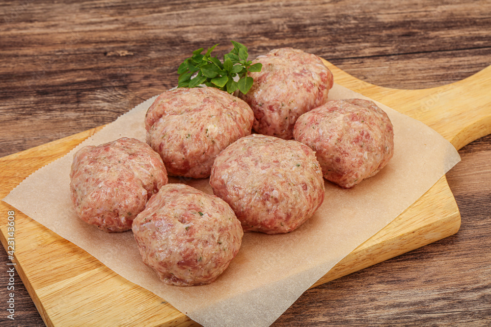 Raw turkey meatball for cooking Raw turkey meatball for cooking
