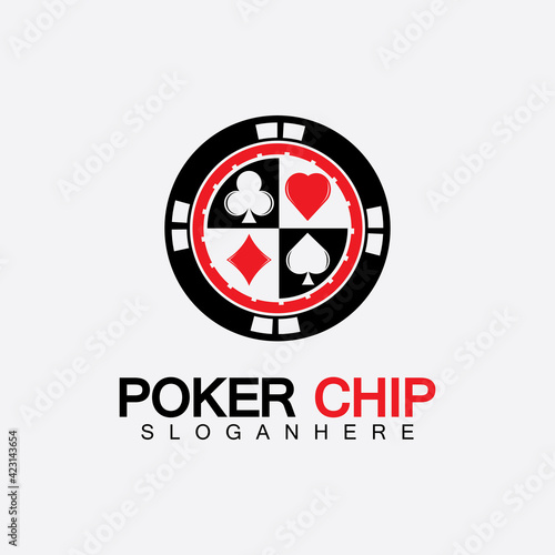 Casino chip icon, poker chip vector icon logo,Casino chips for poker or roulette.Vector illustration isolated on white background.
