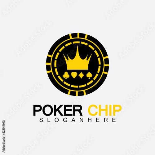 Casino chip icon, poker chip vector icon logo,Casino chips for poker or roulette.Vector illustration isolated on white background.