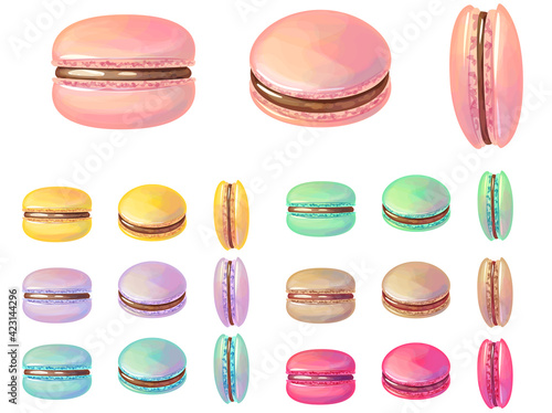 Set with different macaroons. Illustration for restaurant and cafe menu