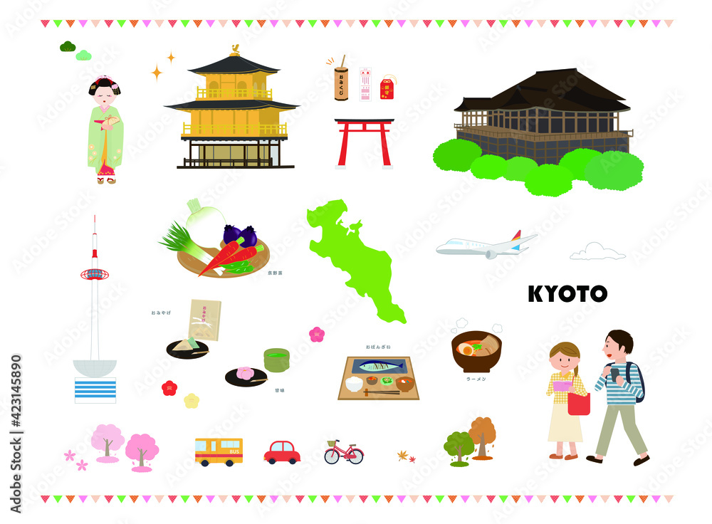 Obraz premium 京都観光セット Kyoto, Japan