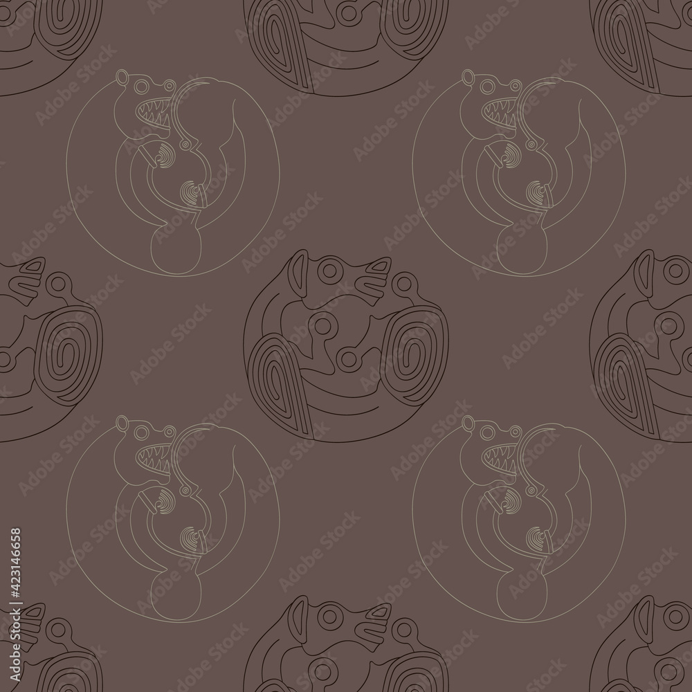 Seamless pattern with ancient Scythian art and animal motifs for your project