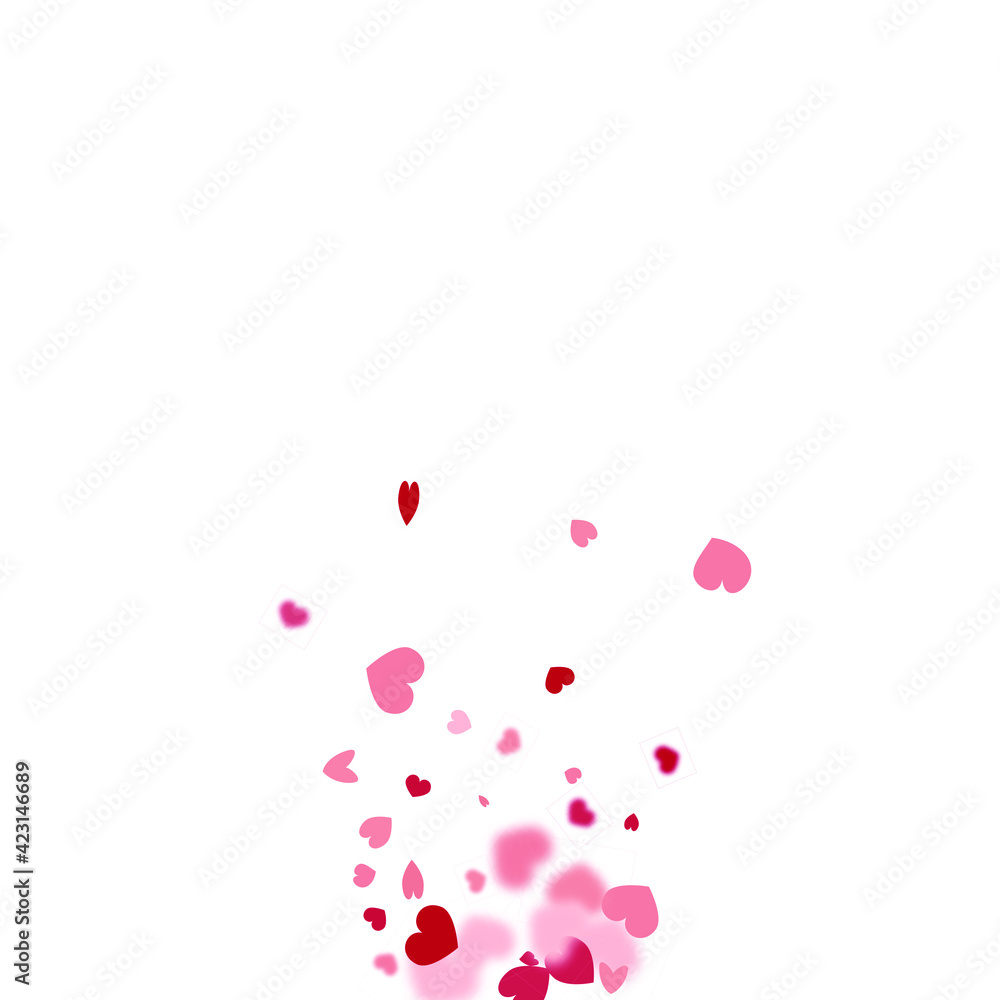 Heart Background. 8 March Banner with Flat Heart.  Exploding Like Sign. Vector Template for Mother's Day Card. St Valentine Day Card with Classical Hearts. Red Pink Empty Vintage Confetti Template.