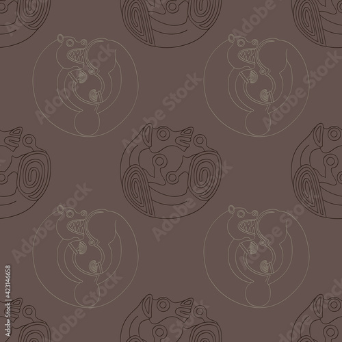 Seamless pattern with ancient Scythian art and animal motifs for your project