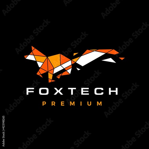 fox technology broken glass geometric polygonal logo vector icon illustration