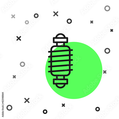 Black line Bicycle suspension icon isolated on white background. Vector