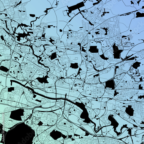 Glasgow, Scotland, United Kingdom - Urban vector city map with parks, rail and roads, highways, minimalist town plan design poster, city center, downtown, transit network, street blueprint