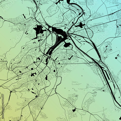 Stuttgart, Baden-Wurttemberg, Germany - Urban vector city map with parks, rail and roads, highways, minimalist town plan design poster, city center, downtown, transit network, street blueprint