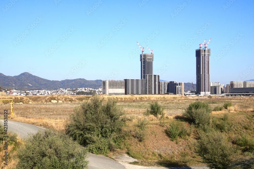 開発の進む福岡県福岡市のアイランドシティ 2021年3月 開発の進む福岡県福岡市のアイランドシティ 2021年3月