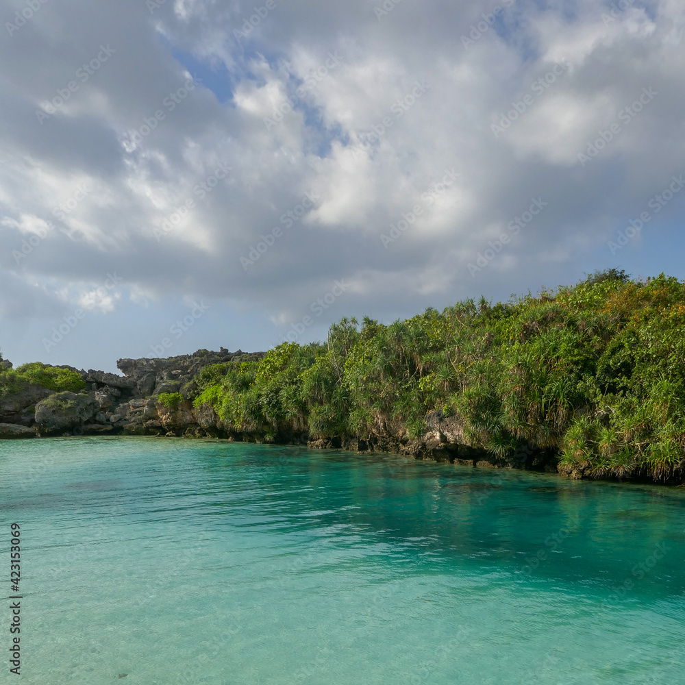 Beautiful view of turquoise tropical Weekuri lagoon on Sumba island, East Nusa Tenggara, Indonesia