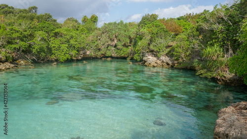 Colorful view of turquoise tropical Weekuri lagoon on Sumba island, East Nusa Tenggara, Indonesia