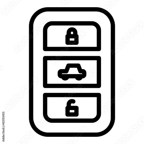 Lock smart key car icon. Outline lock smart key car vector icon for web design isolated on white background