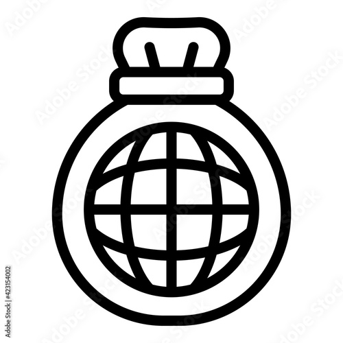 Global charity icon. Outline global charity vector icon for web design isolated on white background