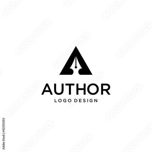 Elegant Author Logo Design with Feather Nib and Negative Space for Creative Storytelling Branding
