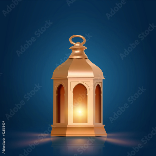 3d golden Arabic Ramadan lantern