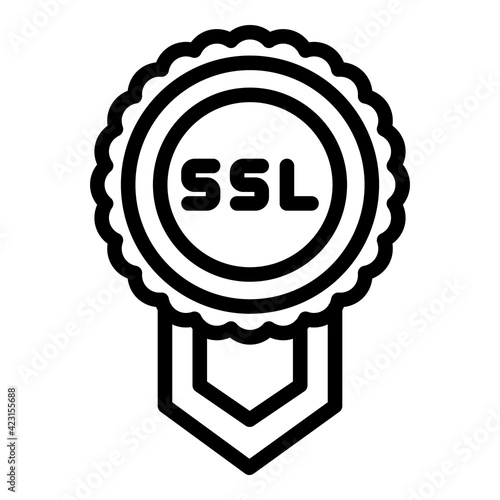 Ssl confirmation icon. Outline ssl confirmation vector icon for web design isolated on white background