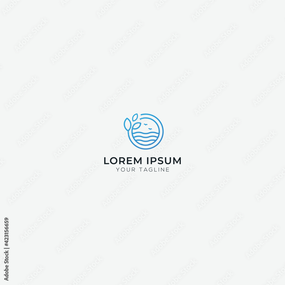 Obraz premium environment logo line wave landscape logo