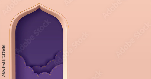 3d pink Islam theme background