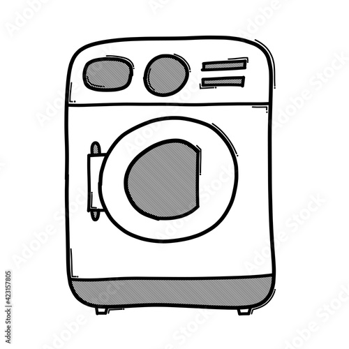 Washing machine doodle vector icon. Drawing sketch illustration hand drawn line eps10