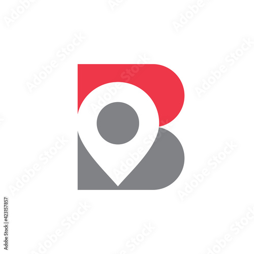 Letter B and map pin logo template, alphabet B location symbol, gps marker illustration