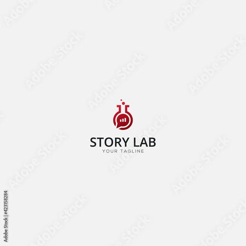 Story lab communication chat logo design