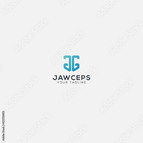 JC shield initial letter logo blue modern