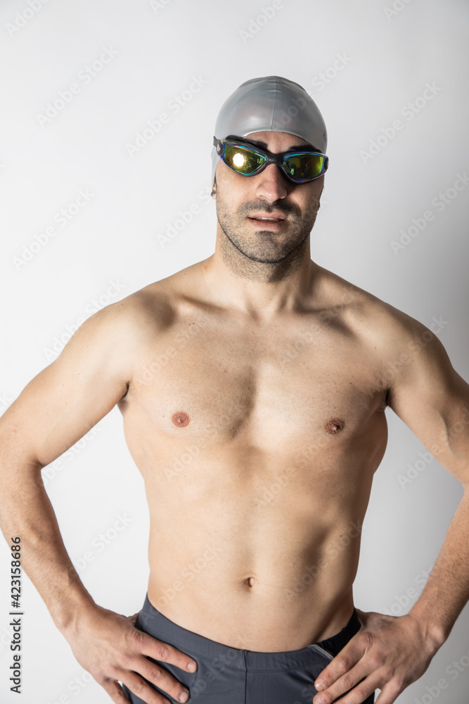 man swimming pool swimmer white background man swimming pool swimmer white background