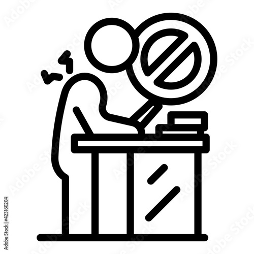 Wrong working position icon. Outline wrong working position vector icon for web design isolated on white background