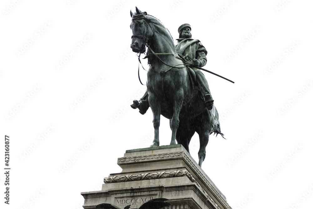 Obraz premium Huge statue of Garibaldi on horse in Milan