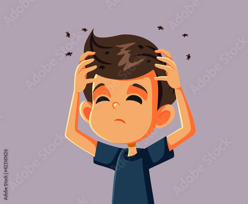 Boy Having a Lice Problem Scratching His Head