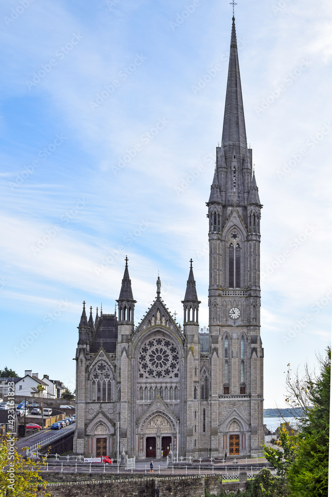 Saint Colman Cathedral in Cobh, Ireland. Vertically