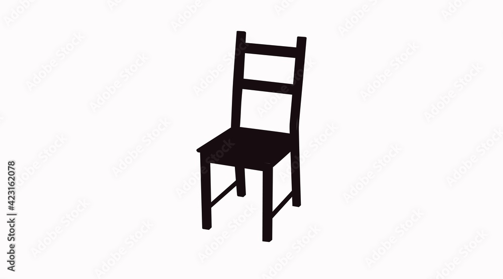 Vector Isolated Illustration of a Wooden Chair in Black and White. Silhouette Vector Isolated Illustration of a Wooden Chair in Black and White. Silhouette