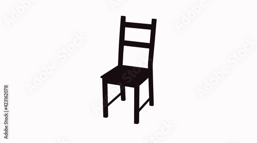 Vector Isolated Illustration of a Wooden Chair in Black and White. Silhouette