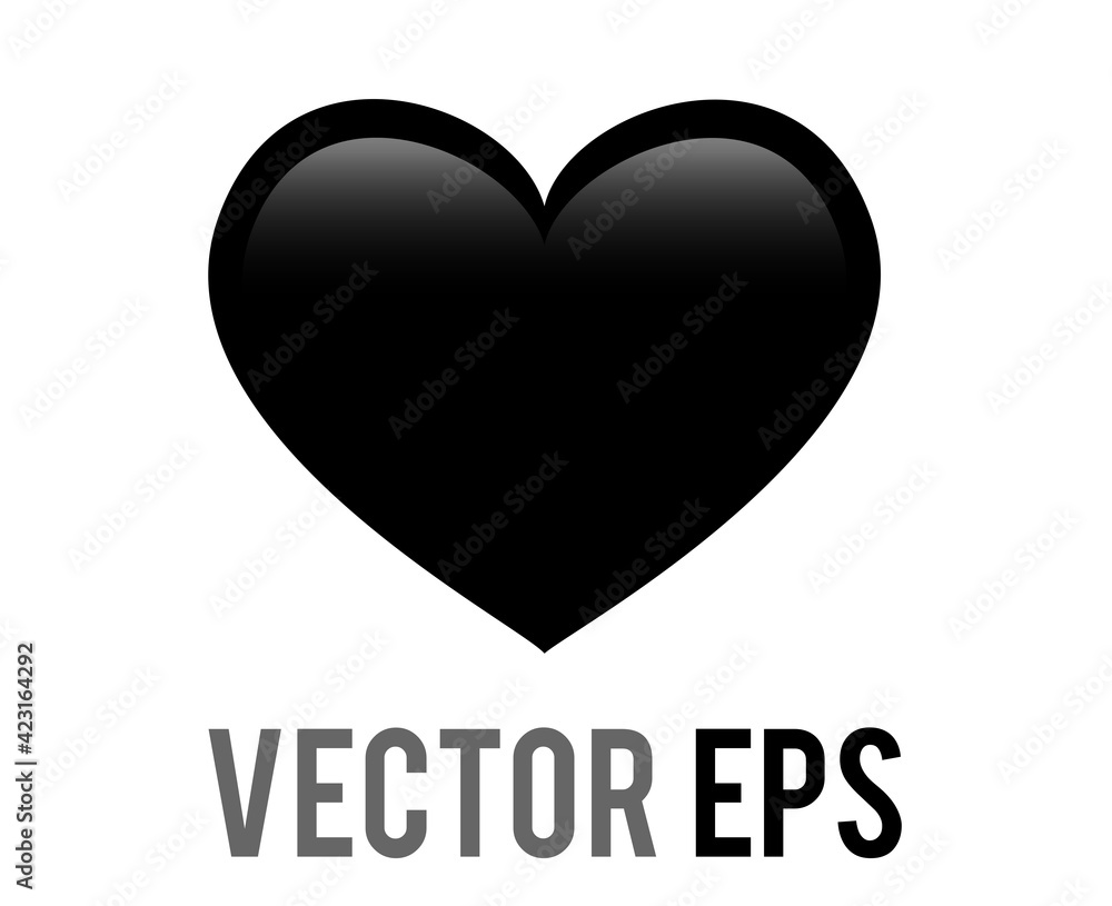 Vector classic love gradient black glossy heart icon, express dark side of soul