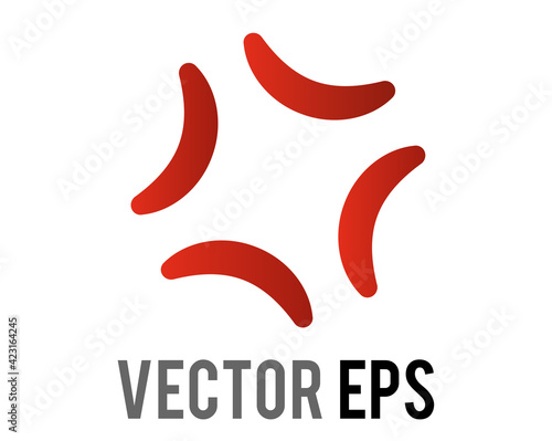Vector red anger symbol icon in anime or manga, represent veins popping on angry person