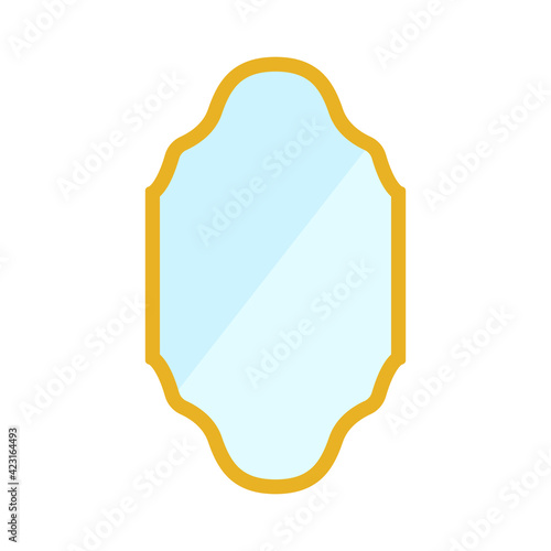 Golden framed mirror emoji vector