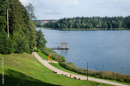 View to lake Aluksne and footbridge. photo