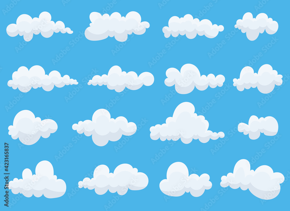 Clouds set vector design illustration isolated on blue background