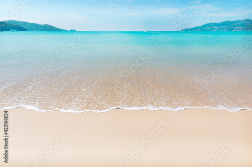 Wave of the sea on the sand beach, summer sand beach