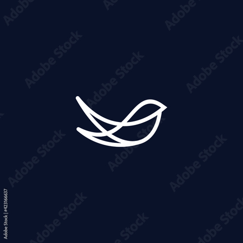 Bird line art logo icon design template