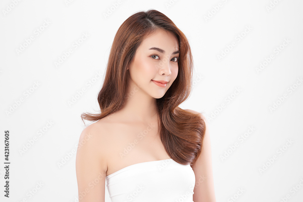 Beautiful young asian woman with clean fresh skin on white background, Face care, Facial treatment, Cosmetology, beauty and spa, Asian women portrait Beautiful young asian woman with clean fresh skin on white background, Face care, Facial treatment, Cosmetology, beauty and spa, Asian women portrait