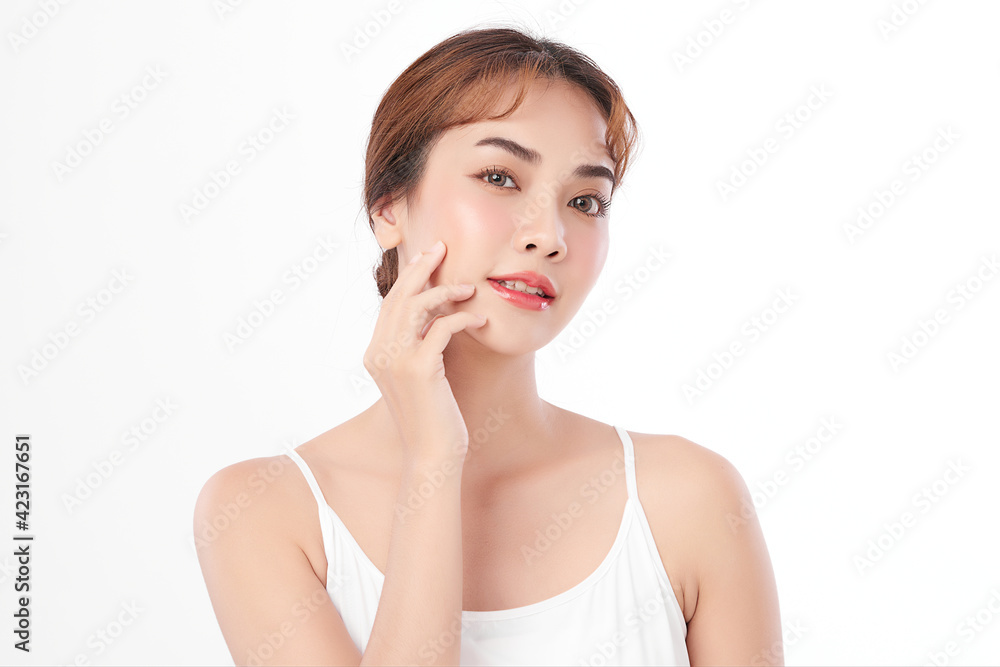 Beautiful young asian woman with clean fresh skin on white background, Face care, Facial treatment, Cosmetology, beauty and spa, Asian women portrait Beautiful young asian woman with clean fresh skin on white background, Face care, Facial treatment, Cosmetology, beauty and spa, Asian women portrait