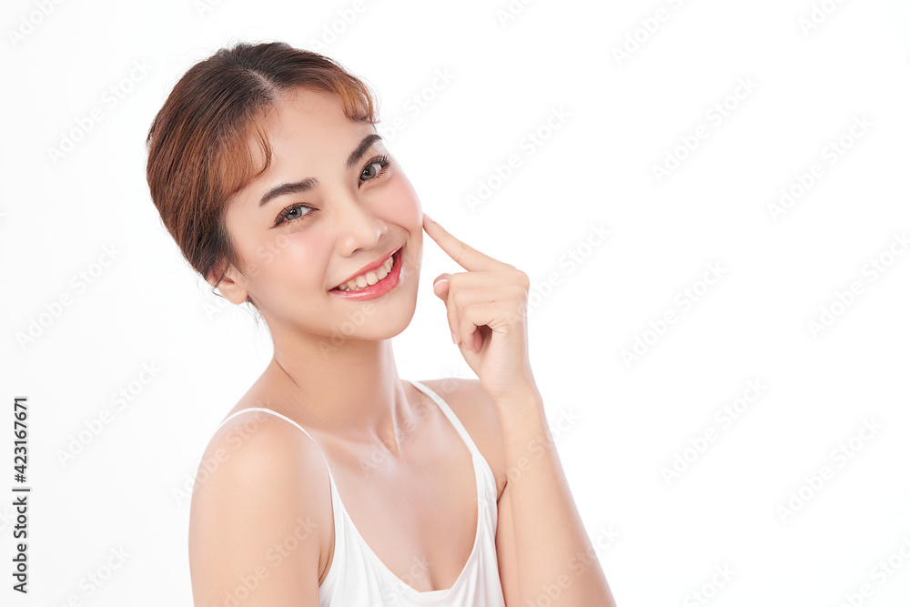 Beautiful young asian woman with clean fresh skin on white background, Face care, Facial treatment, Cosmetology, beauty and spa, Asian women portrait Beautiful young asian woman with clean fresh skin on white background, Face care, Facial treatment, Cosmetology, beauty and spa, Asian women portrait