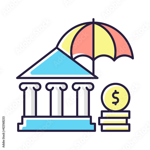Social insurance RGB color icon. Public insurance program. Protection against economic risks. Payment for pensioners and low-income employees. Financial problems risk. Isolated vector illustration