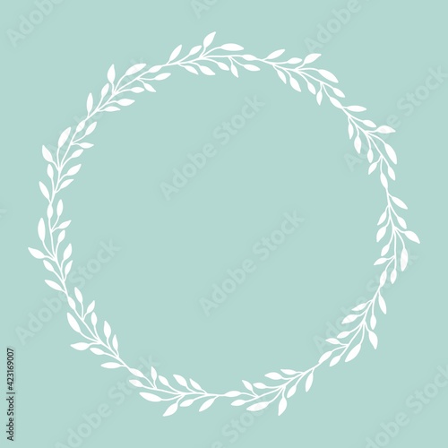 Hand drawn botanical floral laurel wreath from branches. Logo design, wedding, engagement invitations. Vintage retro style frame for beauty bio concept. Easter Christmas card