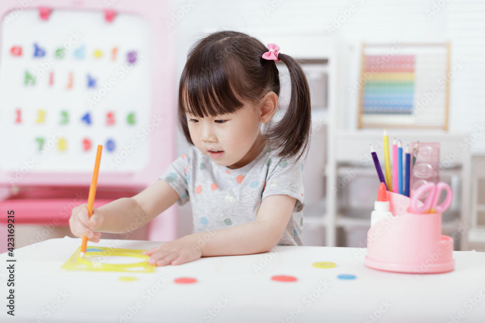 young girl practice drawing different shapes for homeschooling young girl practice drawing different shapes for homeschooling