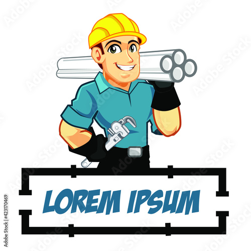 builder logo cartoon in vector