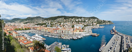 Nice city port France between azure sea and blue sky
