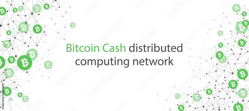 Abstract Bitcoin cash cryptocurrency wireframe low poly mesh background.